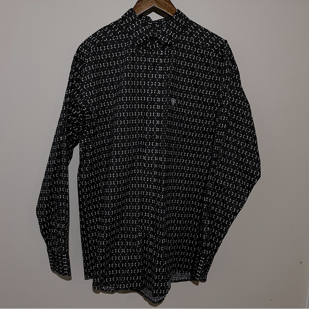 ARIAT - Green/White Patterned Western Shirt - Size: Large
